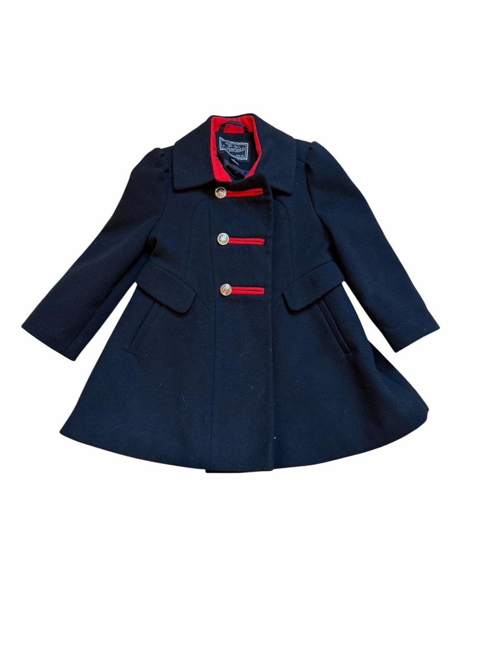 Rothschild Navy Pea Coat with Red Trim